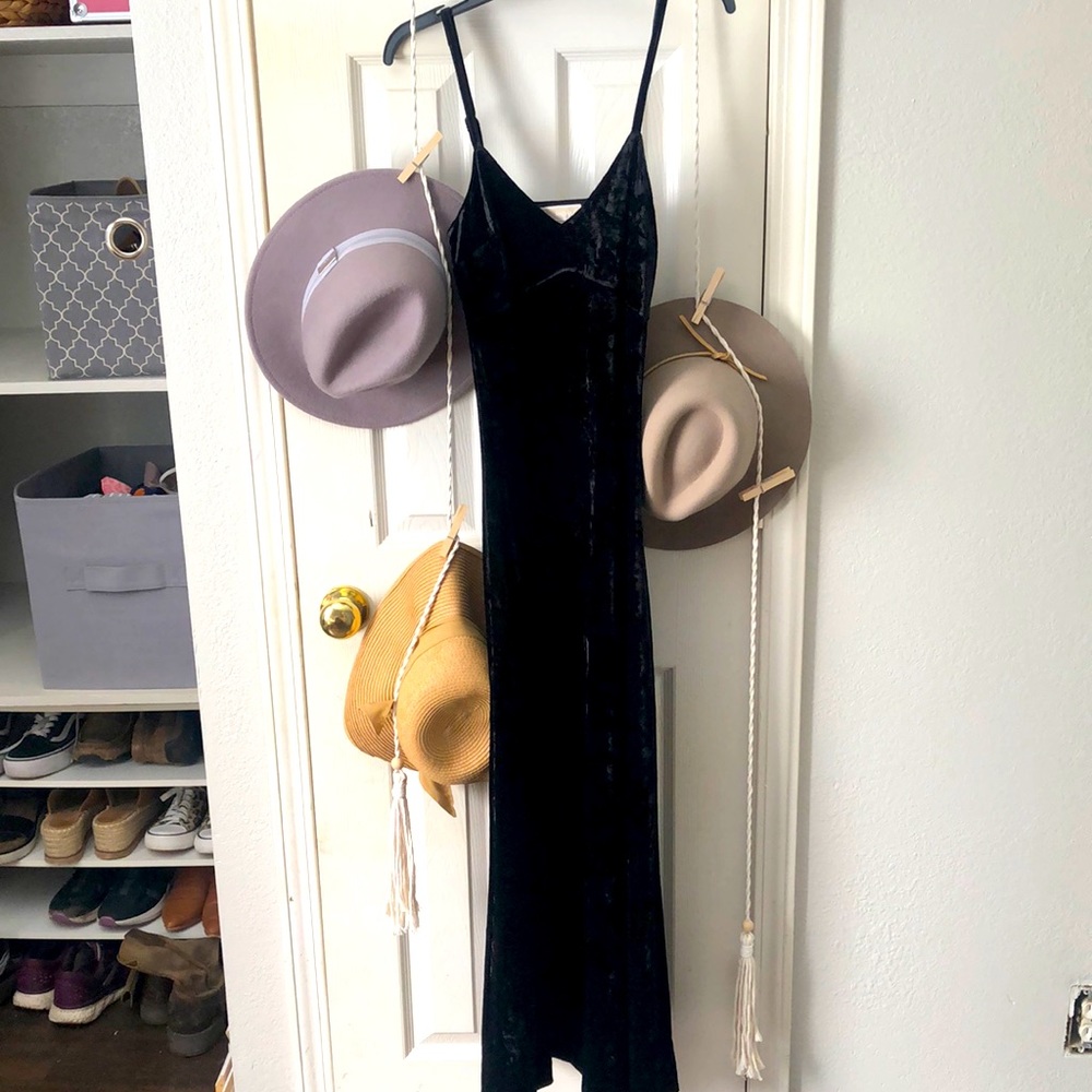 Michael Kors black velvet spaghetti strap dress